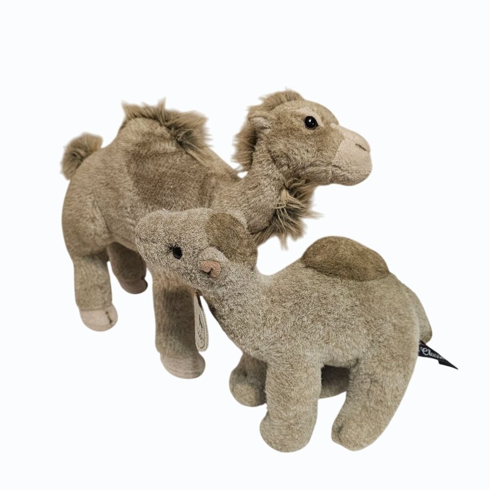 Pair of Aurora Dromedary Camels Plush Toy  9" and 8"